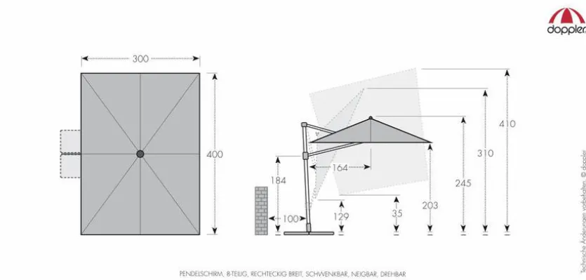 Pendelschirm Ravenna 300 x 400 cm