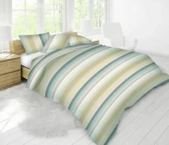 Satin-Bettwäsche Green Stripe 155 x 220 cm