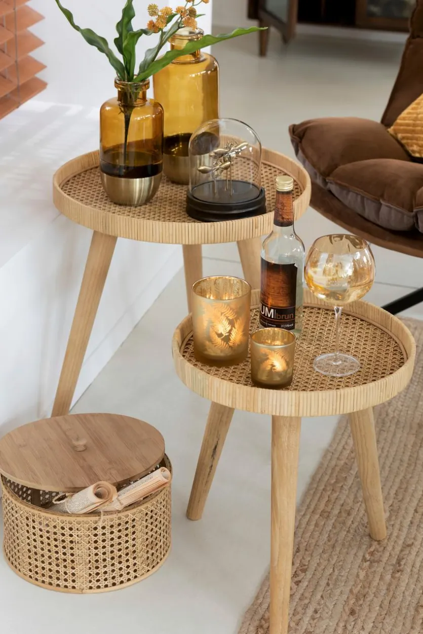 2-Satz Beistelltisch Rattan