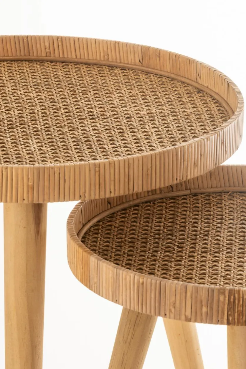 2-Satz Beistelltisch Rattan