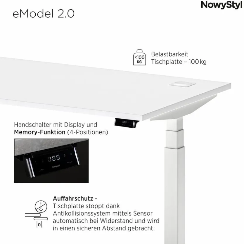 Schreibtisch elektrisch eModel 2.0 180 x 80 cm