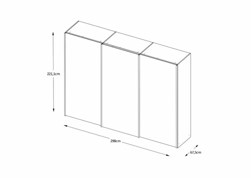 Schwebetürenschrank Includo-Glas 298 x 222 cm