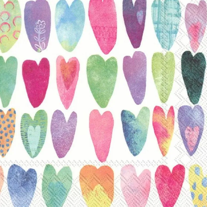 Serviette Rainbow Hearts 20tlg.