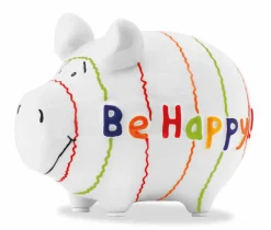 Spardose Be Happy! 12,5 x 9 cm