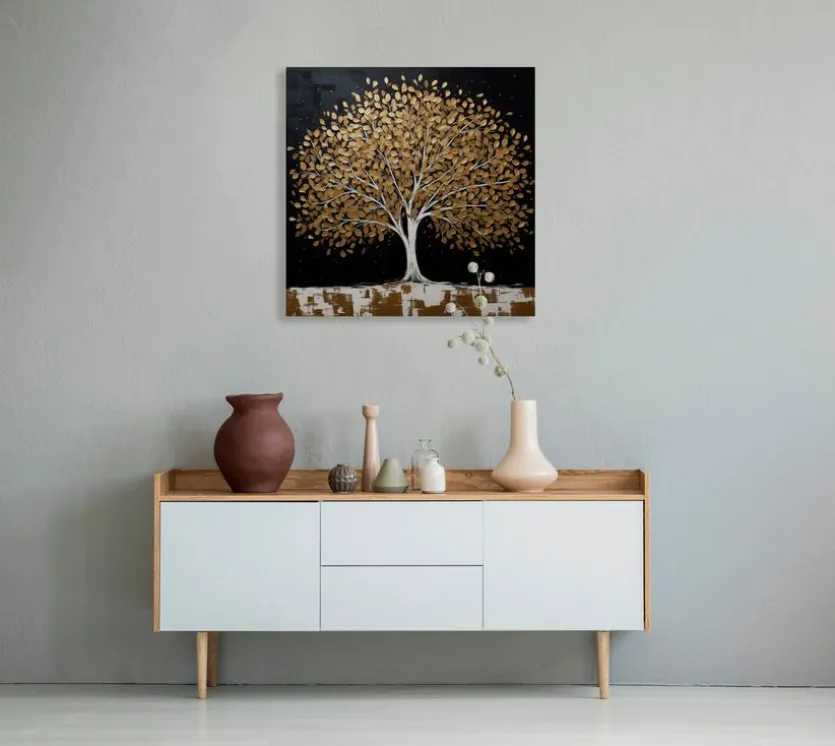 Wandbild 50 x 50 cm Golden Tree II