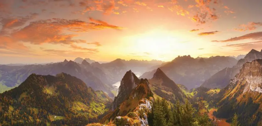 Wandbild 55 x 115 cm Swiss Alps III