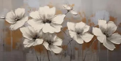 Wandbild 30 x 60 cm White Flowers On Silver II