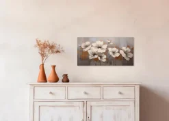 Wandbild 30 x 60 cm White Flowers On Silver II