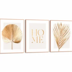 Wandbild Home Deco Gold 3tlg.