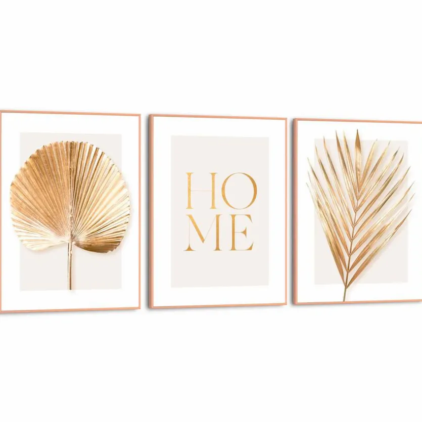 Wandbild Home Deco Gold 3tlg.