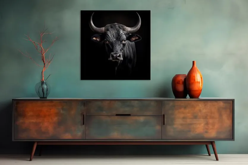 Wandbild 55 x 55 cm Black Bull I