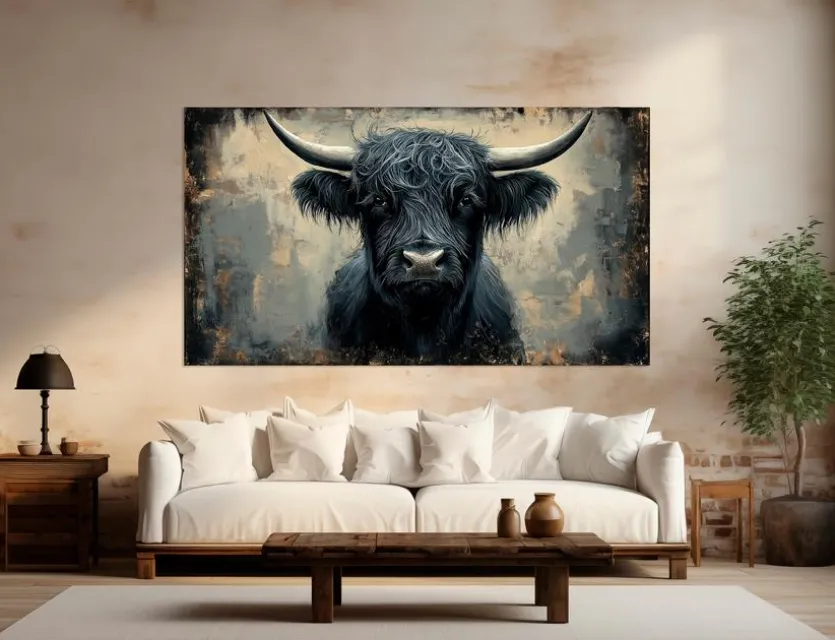 Wandbild 100 x 180 cm Black Bull III