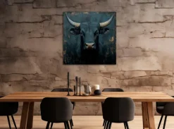 Wandbild 80 x 80 cm Black Bull IV