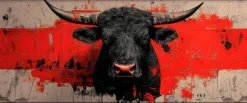Wandbild 50 x 120 cm Black Bull V