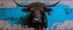 Wandbild 50 x 120 cm Black Bull V