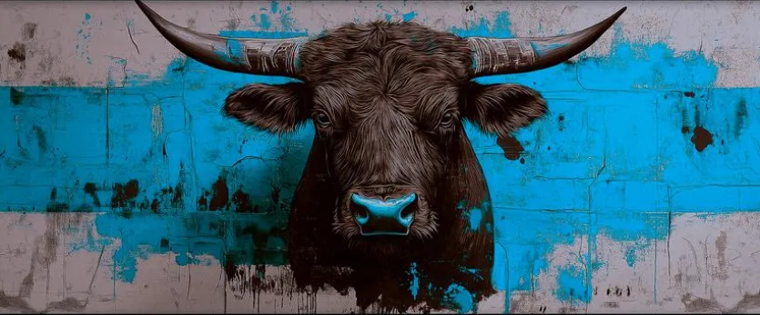 Wandbild 50 x 120 cm Black Bull V