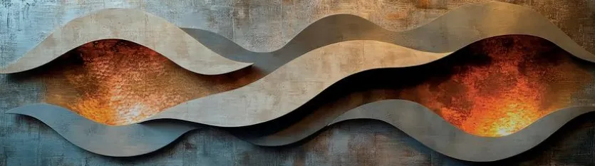 Wandbild 50 x 180 cm Copper Abstract III