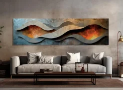 Wandbild 50 x 180 cm Copper Abstract III