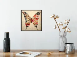 Wandbild 30 x 30 cm Floral Butterfly