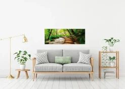 Wandbild 30 x 80 cm Footbridge in the forest