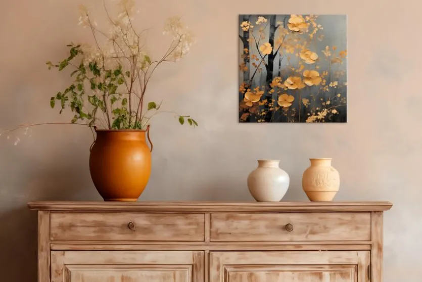 Wandbild 30 x 30 cm Golden Leaves III