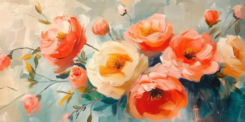 Wandbild 20 x 40 cm Pastel Roses I