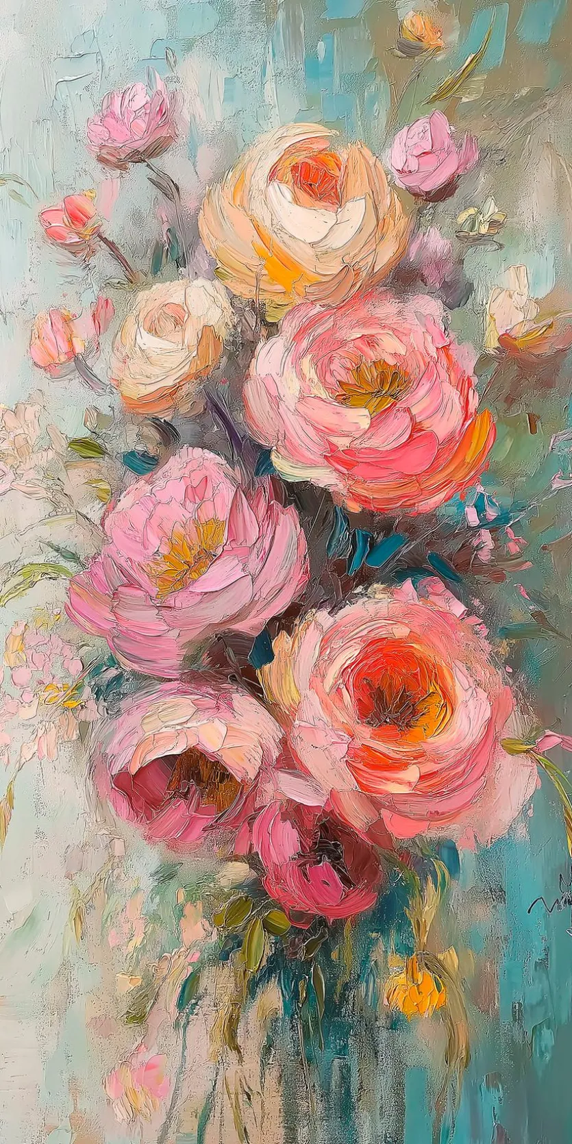Wandbild 20 x 40 cm Pastel Roses III
