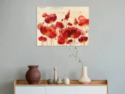 Wandbild 60 x 80 cm Red Flowers on Marble