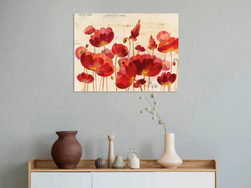 Wandbild 60 x 80 cm Red Flowers on Marble