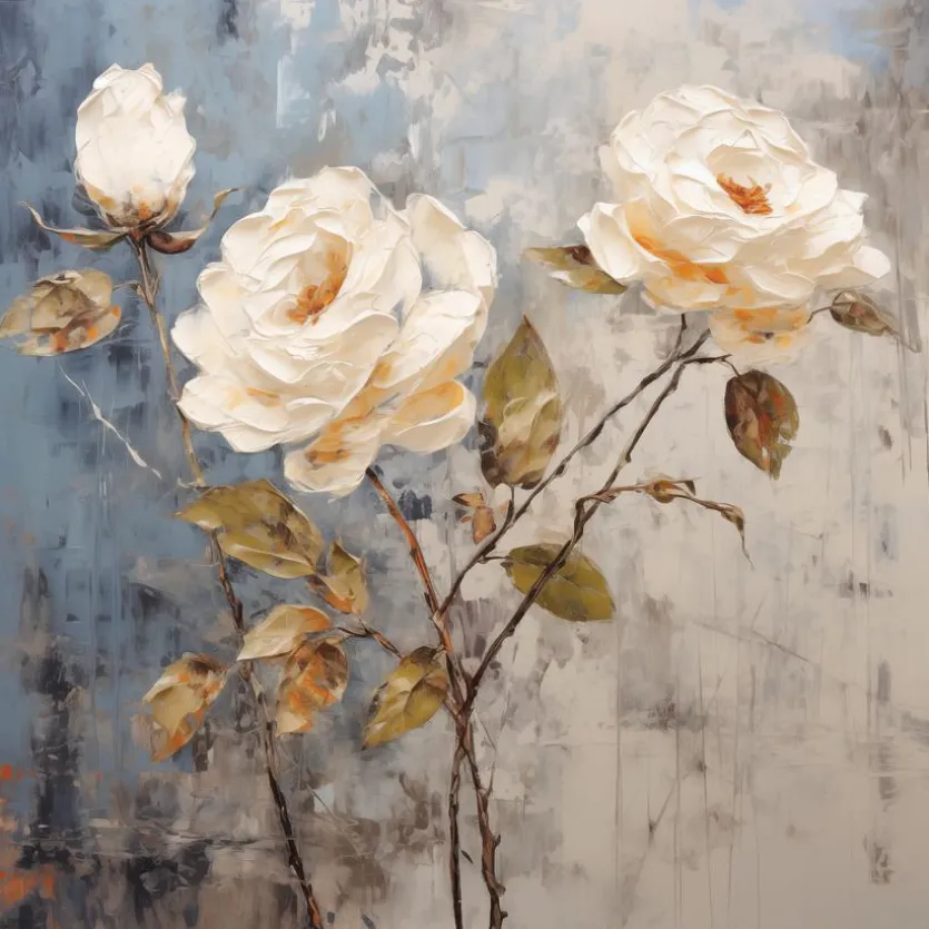 Wandbild 30 x 30 cm Roses On Grey I