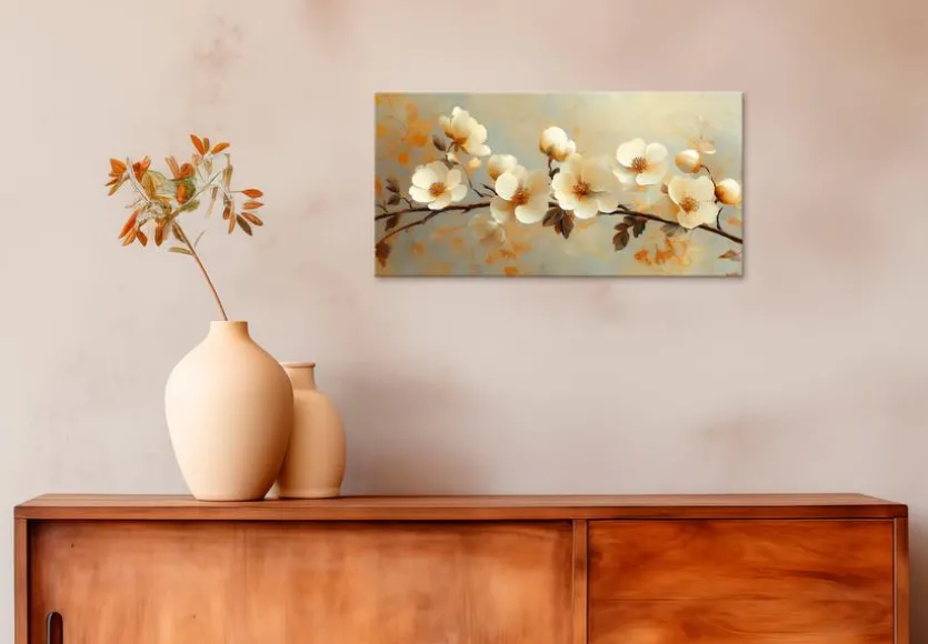 Wandbild 20 x 40 cm White Flowers I