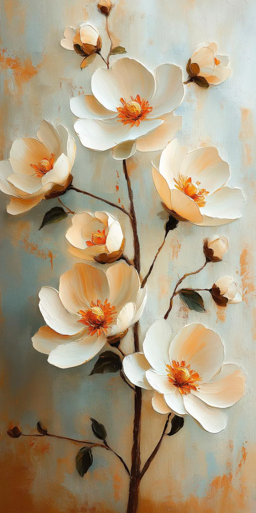 Wandbild 20 x 40 cm White Flowers III