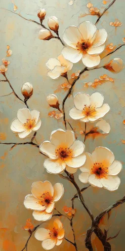 Wandbild 20 x 40 cm White Flowers II