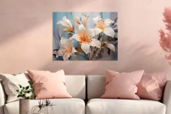 Wandbild 60 x 80 cm White Flowers On Gray V